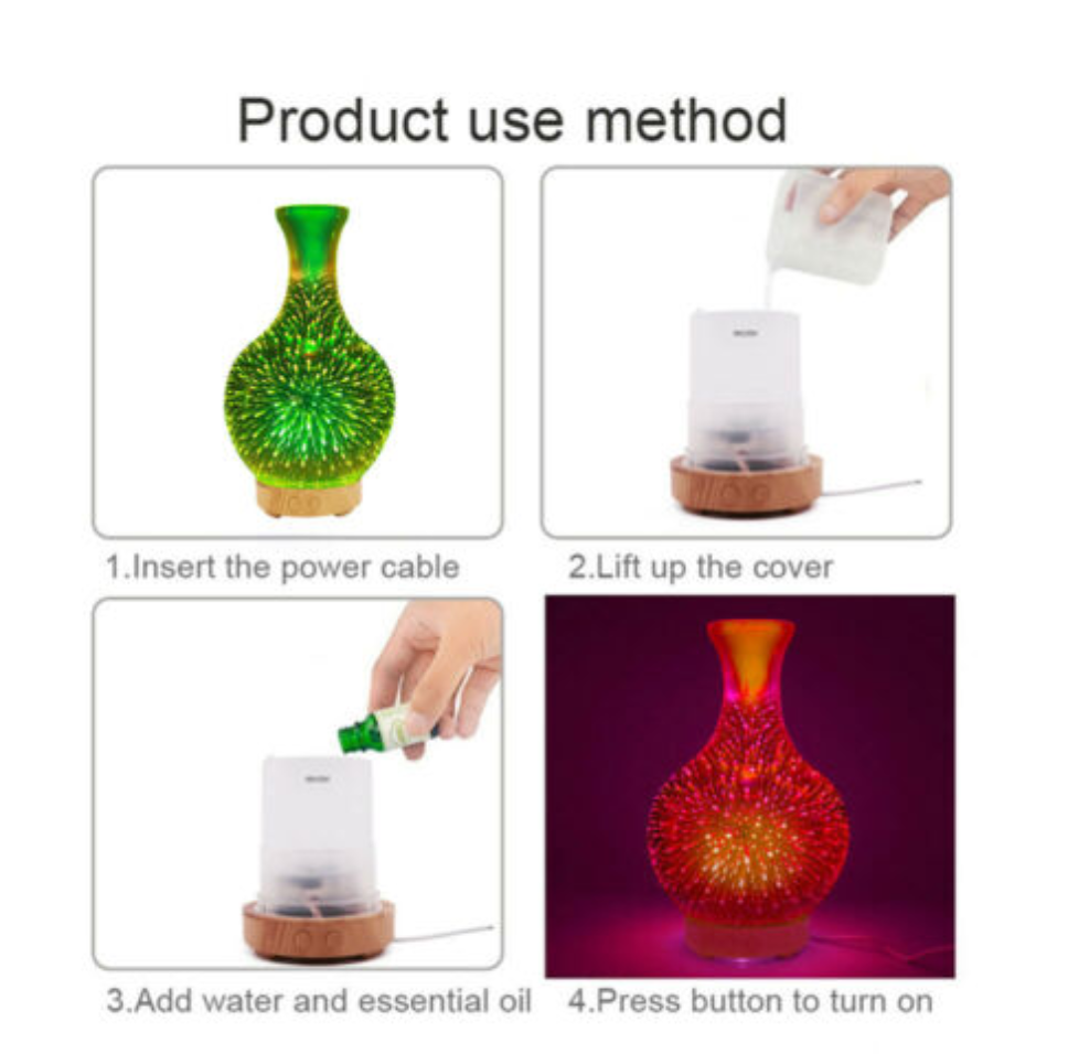 Fireworks 100ml Ultrasonic Diffuser Humidifier LED Night Light