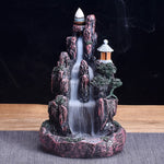 Resin Lighthouse in Mountain Waterfall Backflow Incense Burner