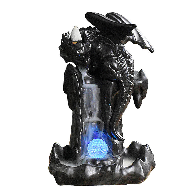 Dragon  Waterfall Incense Burner  with LED Glowing Ball - Shanghai Stock