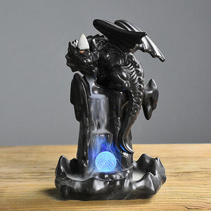 Dragon  Waterfall Incense Burner  with LED Glowing Ball - Shanghai Stock