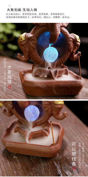 LED Elephant Ceramic Backflow Incense Burner - Shanghai Stock