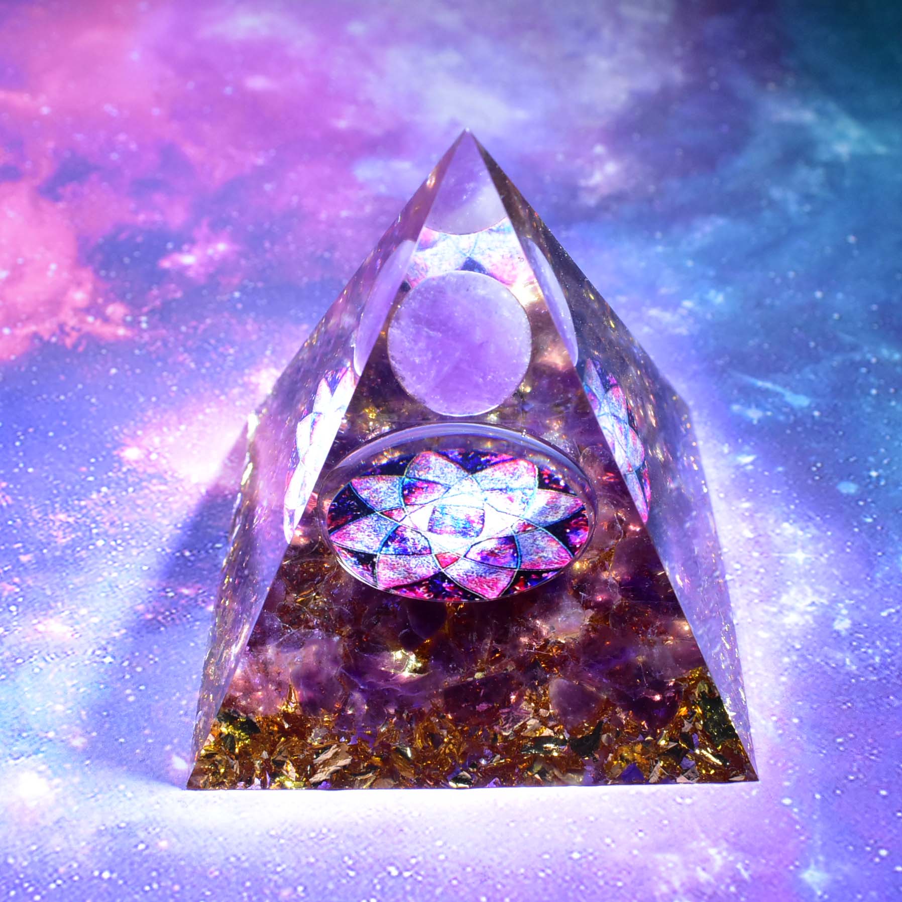 Orgone Pyramid Amethyst Crystal - Handmade