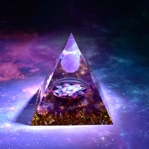 Orgone Pyramid Amethyst Crystal - Handmade