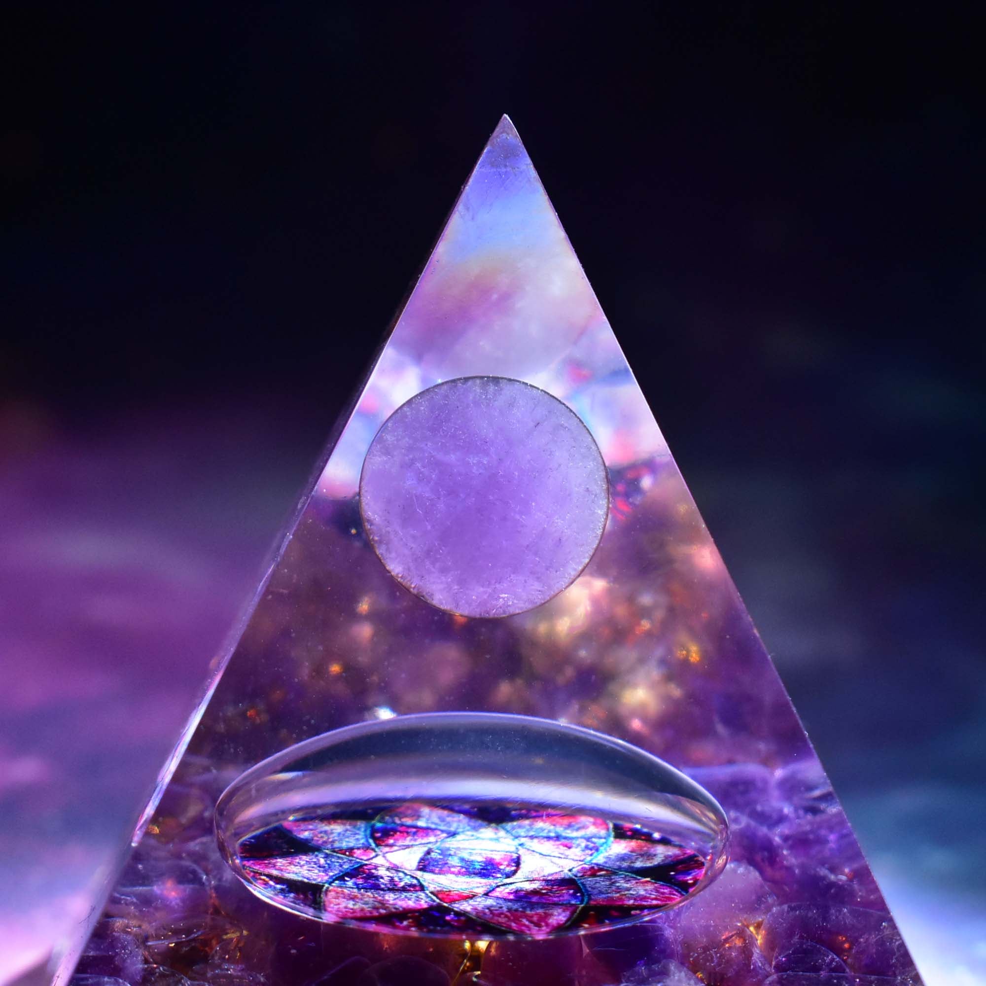 Orgone Pyramid Amethyst Crystal - Handmade