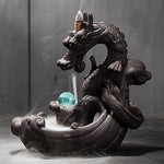Ceramic Dragon with Crystal Ball Backflow Incense Burner