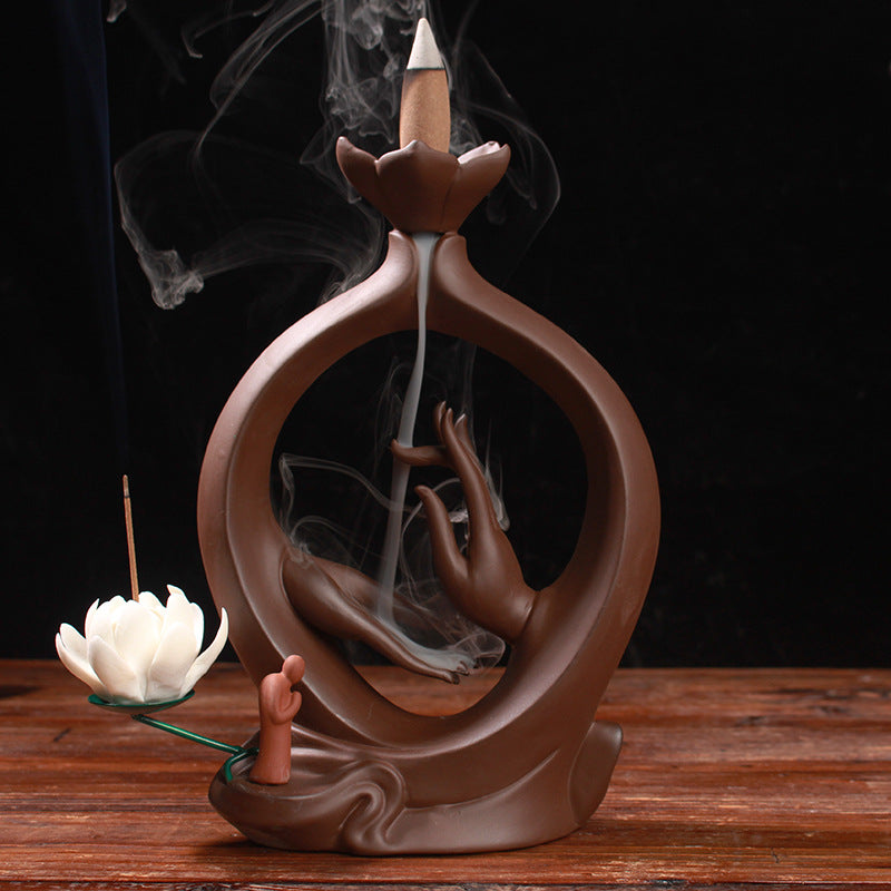 Finger with Lotus Flower Backflow Incense Burner - Shanghai Stock